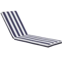FURNIinspire Outdoor Seat Cushions 2pcs Stripe Patio Furniture Seat Cushion Replacement For Chaise Lounge, Removable Cover, Blue, 74.4"*22.05"*2.76" -Home Decor GUEST 8ff44d6c e463 4daf a022 87044e3ed2d4