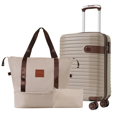 FURNIinspire Bag And Luggage Sets 3 Piece Carry On Luggage Sets, Lightweight Hard Shell Suitcase With Wheel, Bag Set, Beige, 8.9"*13.6"*21.3" 5 FURNIinspire Bag And Luggage Sets 3 Piece Carry On Luggage Sets, Lightweight Hard Shell Suitcase With Wheel, Bag Set, Beige, 8.9"*13.6"*21.3" - Image 5