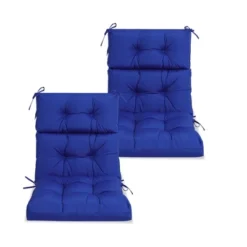 FURNIinspire Outdoor Seat Cushions 2 Pcs Set High Back Patio Chair Cushions, Solid Color Seat Cushion For Garden Porch, Blue, 44"*22"*4" -Home Decor GUEST 90322aa9 2657 44cf be61 b7ca5c1982da