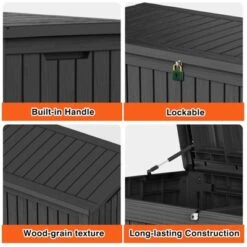 FURNIinspire Deck Boxes, 150 Gallon Outdoor Patio Storage Box With Large Storage Capacity For Furniture Garden Tools, Black, 54.3"*26.5"*28.7" 8 FURNIinspire Deck Boxes, 150 Gallon Outdoor Patio Storage Box With Large Storage Capacity For Furniture Garden Tools, Black, 54.3"*26.5"*28.7" -Home Decor GUEST 90a26638 00f8 48c7 8051 301cbdd6408d
