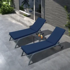 FURNIinspire Outdoor Seat Cushions 2PCS Patio Lounge Chair Cushion Replacement, Outdoor Chair Cushion, Removable Cover, Dark Blue, 74.4"*22.05"*2.76" -Home Decor GUEST 915316eb d29b 470c a1e0 8d7fe7dac86e