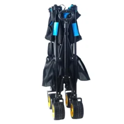 Furniinspire Wheelbarrows And Lawn Carts Big Large Capacity Folding Cart, Extra Long Extender Wagon Cart, Black And Blue, 53“*20"*51" -Home Decor GUEST 923c56b9 0bac 4d7d b336 a46c51549da4