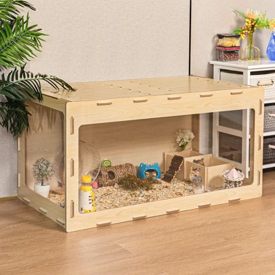 FURNIinspire Pet Crates And Houses, Small Animal Cage, Transparent For Interior View, Brown, 41.73"*21.06"*20.67" 1 FURNIinspire Pet Crates And Houses, Small Animal Cage, Transparent For Interior View, Brown, 41.73"*21.06"*20.67"