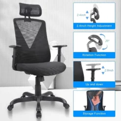 FURNIinspire Task And Office Chairs,  Office Chair With Adjustable Headrest And Armrest, Gaming, Black, 25.5"*31"*23.5" -Home Decor GUEST 93e1361e 6d05 4c41 b888 7719a9be1484