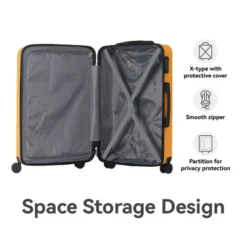 FURNIinspire Bag And Luggage Sets Hard Shell 3 Piece Suitcase Set, Travel Luggage Business Suitcases With Wheels, Yellow, 19.88"*10.63"*29.92"
