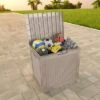 FURNIinspire Deck Boxes 2pcs 30 Gallon Deck Box, Outdoor Wicker Storage Deck Box For Patio Furniture, Garden Tools, Light Brown, 21“*22”*17“