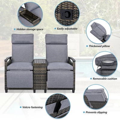 FURNIinspire Patio Accent Chairs, All Weather Outdoor Patio Chairs High Back Couch With Premium Cushions For Garden Backyard, Gray, 47.6"*23.6"*46.1" 4 FURNIinspire Patio Accent Chairs, All Weather Outdoor Patio Chairs High Back Couch With Premium Cushions For Garden Backyard, Gray, 47.6"*23.6"*46.1" - Image 4