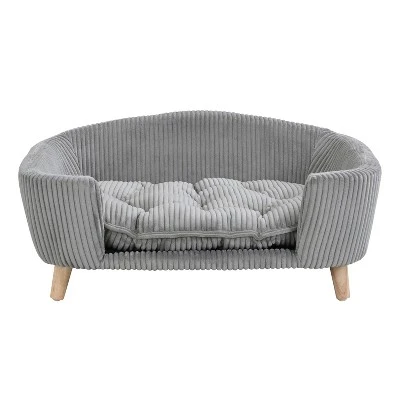 FURNIinspire Pet Beds Elevated Dog Bed, Corduroy Pet Couch Bed, Indoor Pet Bed Cat Bed Small Dog Bed With Wood Legs, Gray, 30.25"*21.75"*14" 4 FURNIinspire Pet Beds Elevated Dog Bed, Corduroy Pet Couch Bed, Indoor Pet Bed Cat Bed Small Dog Bed With Wood Legs, Gray, 30.25"*21.75"*14" - Image 4