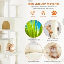 FURNIinspire Pet Tower Multi-Functional Cat Tree House Detachable Cat Climbing Frame, Pet Furniture Cat Accessories, Beige, 19.7"*19.7"*46" -Home Decor GUEST 96e23110 4c61 43ed acf7 5362ae9e7ecc