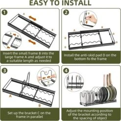 FURNIinspire Kitchen Rack Pot Rack Expandable Pan Organizer Lid Holder Adjustable Kitchen Cabinet Cookware Frying Rack, Black, 12.29"*8.19"*2.73" 10 FURNIinspire Kitchen Rack Pot Rack Expandable Pan Organizer Lid Holder Adjustable Kitchen Cabinet Cookware Frying Rack, Black, 12.29"*8.19"*2.73" -Home Decor GUEST 97bbd5d4 6a68 409d be48 6f923474c2af