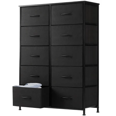 FURNIinspire Dressers 10 Drawer Fabric Tall Dresser Tower Closet Storage Chest Of Drawers For Bedroom Nursery, Black, 11.8"*31"*45.6" 5 FURNIinspire Dressers 10 Drawer Fabric Tall Dresser Tower Closet Storage Chest Of Drawers For Bedroom Nursery, Black, 11.8"*31"*45.6" - Image 5