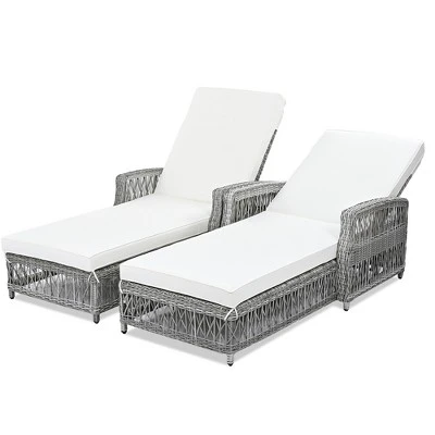 FURNIinspire Patio Accent Chairs, Outdoor Patio Single Sofa With Cushions, All Weather Rattan Chairs For Garden Backyard, White, 61.02"*25.6"*37.4" 5 FURNIinspire Patio Accent Chairs, Outdoor Patio Single Sofa With Cushions, All Weather Rattan Chairs For Garden Backyard, White, 61.02"*25.6"*37.4" - Image 5