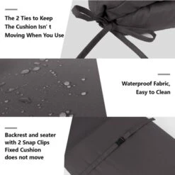 FURNIinspire Outdoor Seat Cushions 2 PCS Outdoor Chaise Lounge Chair Cushion Replacement For Patio Garden, Backyard, Gray, 75"*24"*2.7"