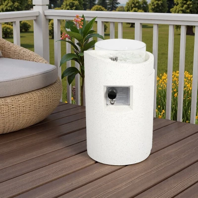FURNIinspire Outdoor Fireplaces Backyard Cylindrical Terrazzo Gas Stove Patio Fire Pit Camping Accessories Outdoor Heater, White, 16.1"*16.1"*25.8" 1 FURNIinspire Outdoor Fireplaces Backyard Cylindrical Terrazzo Gas Stove Patio Fire Pit Camping Accessories Outdoor Heater, White, 16.1"*16.1"*25.8"