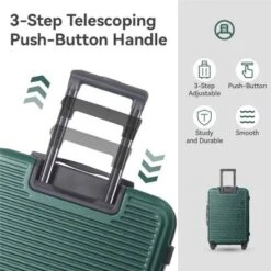 FURNIinspire Bag And Luggage Sets 3 Piece Travel Hard Shell Luggage, Lightweight Rolling Suitcases With Wheels, Green, 20.67"*11.61"*29.92" -Home Decor GUEST 9b5d97f3 329a 49b9 a8ff 9edf18cfdfef