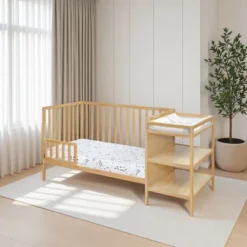 FURNIinspire Cribs Convertible Crib Baby Crib Baby Bed, Toddler Crib Changer Combo, 3 In 1 Crib Nursery Cribs For Bedroom, Brown, 71.5"*29.75"*35" -Home Decor GUEST 9cd849f6 b65d 4358 b93d bb9936b39c0d