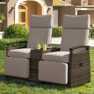 FURNIinspire Patio Accent Chairs, All Weather Outdoor Patio Chairs High Back Couch With Premium Cushions For Garden Backyard, Brown, 47.6"*23.6"*46.1" 1 FURNIinspire Patio Accent Chairs, All Weather Outdoor Patio Chairs High Back Couch With Premium Cushions For Garden Backyard, Brown, 47.6"*23.6"*46.1"