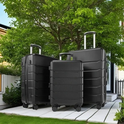 FURNIinspire Luggage 3packs Luggage Set, 20-28 Inch Luggage Expandable Hardside Suitcase, ABS Durable Lightweight Travel Luggage With TSA Lock, Black 4 FURNIinspire Luggage 3packs Luggage Set, 20-28 Inch Luggage Expandable Hardside Suitcase, ABS Durable Lightweight Travel Luggage With TSA Lock, Black - Image 4