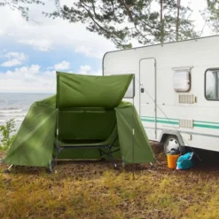 FURNIinspire Camping Tents Heightened Folding Outdoor Camping Tent With Adjustable Leg Claws, Water Proof, UV Protection, Green, 33"*94"*50" -Home Decor GUEST 9e4a00aa 81dd 4970 a81c 1676c5c4c56e