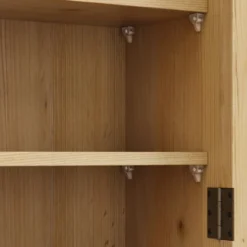 FURNIinspire Kitchen And Dining Cabinets Vintage Glass Door Wood Wall Cabinet, Dining Room Pantry Cabinet With Towel Rack, Brown, 7.08"*24.8"*23.62" -Home Decor GUEST 9ea9234e 0d87 49e0 9a1f 08b25767c398