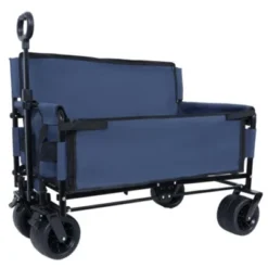 FURNIinspire Outdoor Serving Carts 3-in-1 Convertible Heavy-Duty Folding Wagon Cart With Bench Seat Storage 500lbs, Blue, 37"*24.02"*40.94" -Home Decor GUEST 9effea61 2fd5 450d b26a d64a81ce87fe