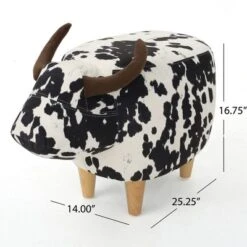 FURNIinspire Ottomans And Benches Cow Shaped Handcrafted Fabric Pouf With Natural Textures For Modern Living Indoor, White, 24.75"*14.25"*13.5" -Home Decor GUEST a02a4dee 585e 4a8a abb5 5fd3f3330434