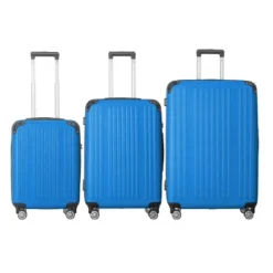 FURNIinspire Bag And Luggage Sets 3 Piece Rolling Luggage, Hard Shell Travel Suitcases Set With Wheels Telescopic Handle, Blue, 21.06"*11.42"*30.12" -Home Decor GUEST a09b951a 0d8c 41e5 a51a fa6d967ba1e7