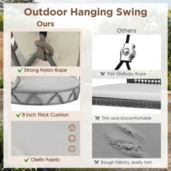 FURNIinspire Patio Swings Outdoor Porch Swing Chair Hanging Basket For Backyard, Garden, Hanging Chair With UV Resistant Cushion, Beige, 34"*32"*77" 8 FURNIinspire Patio Swings Outdoor Porch Swing Chair Hanging Basket For Backyard, Garden, Hanging Chair With UV Resistant Cushion, Beige, 34"*32"*77" -Home Decor GUEST a0a8e856 fa5a 4993 9e82 49a1292d56b5