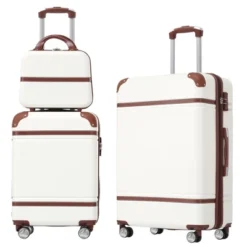 FURNIinspire Bag And Luggage Sets Luggage Sets 3 Pieces Luggage And Cosmetic Case Spinner Suitcase With TSA Lock Lightweight, White, 20" 24" 9 FURNIinspire Bag And Luggage Sets Luggage Sets 3 Pieces Luggage And Cosmetic Case Spinner Suitcase With TSA Lock Lightweight, White, 20" 24" -Home Decor GUEST a134c8f9 3d8d 4669 9d97 0eb2d31e77ab