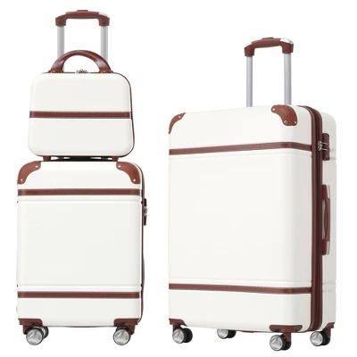 FURNIinspire Bag And Luggage Sets Luggage Sets 3 Pieces Luggage And Cosmetic Case Spinner Suitcase With TSA Lock Lightweight, White, 20" 24" 5 FURNIinspire Bag And Luggage Sets Luggage Sets 3 Pieces Luggage And Cosmetic Case Spinner Suitcase With TSA Lock Lightweight, White, 20" 24" - Image 5