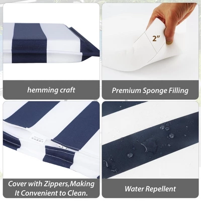 FURNIinspire Outdoor Seat Cushions 4pcs Patio Seat Cushion Replacement Seat Cushion, Striped Sponge Seat Cushion For Gardens, Blue, 15"*15"*2.1" 1 FURNIinspire Outdoor Seat Cushions 4pcs Patio Seat Cushion Replacement Seat Cushion, Striped Sponge Seat Cushion For Gardens, Blue, 15"*15"*2.1"