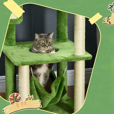FURNIinspireCat Tree With Hammock, Indoor Cat Tower With Scratching Post, Platforms,Play Ball,19"*19"*56" 3 FURNIinspireCat Tree With Hammock, Indoor Cat Tower With Scratching Post, Platforms,Play Ball,19"*19"*56" - Image 3