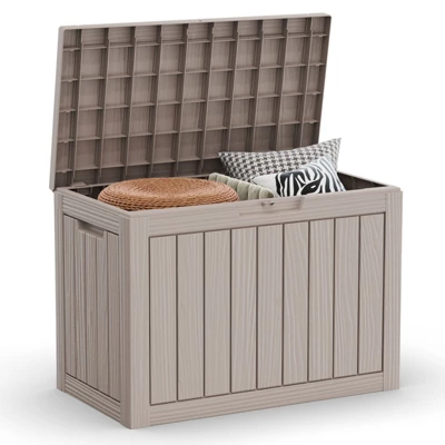 FURNIinspire Deck Boxes, Portable Storage Box With Waterproof And Weather-resistant For Furniture Cushions Garden Tools, Brown, 30.7"*17.1"*22" 5 FURNIinspire Deck Boxes, Portable Storage Box With Waterproof And Weather-resistant For Furniture Cushions Garden Tools, Brown, 30.7"*17.1"*22" - Image 5