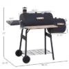 FURNIinspire Outdoor Grills, Griddles And Smokers Charcoal Grill And Smoker Combo For Backyard BBQ With Wheels, Black, 40.25"*14.25"*14.25"