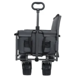 FURNIinspire Outdoor Serving Carts 3-in-1 Convertible Folding Wagon Cart Bench Seat Storage 500lbs Heavy-Duty Utility Wagon, Gray, 37"*24.02"*40.94"