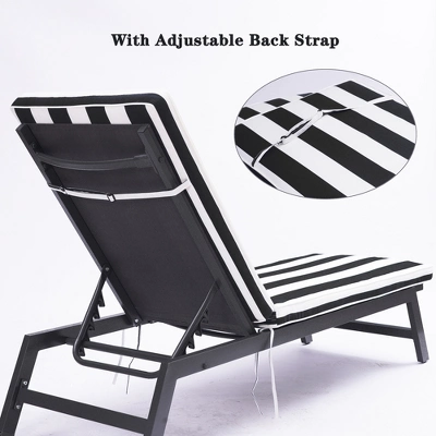 FURNIinspire Outdoor Seat Cushions Patio Lounge Chair Cushion Replacement, Black And White Stripes Cushion, Multicolored, 74.4"*22.05"*2.76" 1 FURNIinspire Outdoor Seat Cushions Patio Lounge Chair Cushion Replacement, Black And White Stripes Cushion, Multicolored, 74.4"*22.05"*2.76"