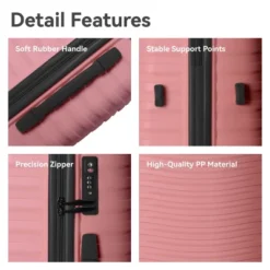 FURNIinspire Bag And Luggage Sets 3 Piece Rolling Suitcase Set, Hard Suitcases With Wheels, Lightweight Travel Luggage, Pink, 21.46"*12.01"*30.51" -Home Decor GUEST a7cb8bf3 a639 4513 bdc7 20cc0389549d