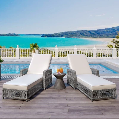 FURNIinspire Patio Accent Chairs, Outdoor Patio Single Sofa With Cushions, All Weather Rattan Chairs For Garden Backyard, White, 61.02"*25.6"*37.4" 1 FURNIinspire Patio Accent Chairs, Outdoor Patio Single Sofa With Cushions, All Weather Rattan Chairs For Garden Backyard, White, 61.02"*25.6"*37.4"