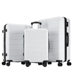 FURNIinspire Bag And Luggage Sets 20/24/28 Inch 3PCS Hard Shell Roller Suitcase Set Expandable Travel Luggage With Spinner Wheels, White -Home Decor GUEST a81a8cf4 ea26 44d1 acb7 244c26277870