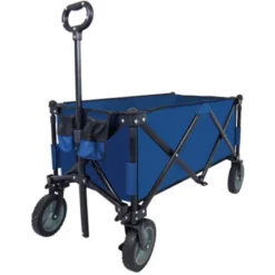 FURNIinspire Outdoor Serving Carts Utility Collapsible Folding Wagon Cart Heavy Duty Foldable Beach Wagon For Camping, Blue, 34.65"*17.71"*35.23" -Home Decor GUEST a8cef525 d7f9 423b aaf1 4b266499a6c2