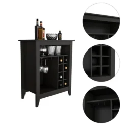 FURNIinspire Wine Racks Bar Cabinet, Wine Cabinet, Sideboard Kitchen Cupboards With Open Shelf, Wine Rack, Black, 17.7"*32.5"*37.07" 8 FURNIinspire Wine Racks Bar Cabinet, Wine Cabinet, Sideboard Kitchen Cupboards With Open Shelf, Wine Rack, Black, 17.7"*32.5"*37.07" -Home Decor GUEST a927cb12 bc94 4819 adde d5586f019a25