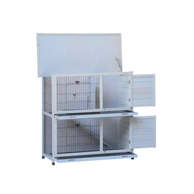 FURNIinspire Rabbit Hutch Outdoor, 2-Story Rabbit Cage Indoor With Run, Bunny Cage With 2 Removable No-Leak Trays, Non-Slip Ramp, 41"*19.7"*40.55" 3 FURNIinspire Rabbit Hutch Outdoor, 2-Story Rabbit Cage Indoor With Run, Bunny Cage With 2 Removable No-Leak Trays, Non-Slip Ramp, 41"*19.7"*40.55" - Image 3