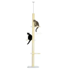 FURNIinspire 4-Tier Tall Cat Tower, Floor To Ceiling Cat Tree, Sisal Scratching Posts, Toy Ball For Indoor Cats, Yellow, 18.5"*13.5"*102.25" -Home Decor GUEST ac8f7809 4747 4a25 9ce8 90b7dda5b46c