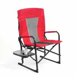 FURNIinspire Outdoor Portable Chairs Camping Chair Directors Chair, Oversized Portable Folding Chair With Side Table, Red, 27.56"*24.41"*43.31" -Home Decor GUEST ace9bf9e 088f 46c7 b3bb 69acb5d2f183