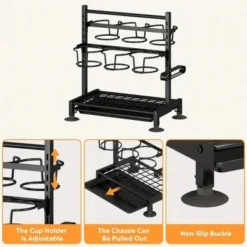 FURNIinspire Water Bottle Organizer With Handle Kitchen Storage For Stanley Cup Accessories Mug Organizer, Black, 16.19"*10.34"*2.93" -Home Decor GUEST ad2e4f23 aec9 40fd b6f6 c9cd28a9c4ad