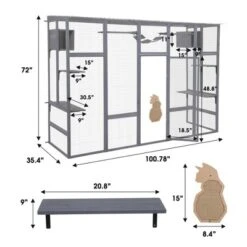 FURNIinspire Pet Crates And Houses Cat Enclosure With Leaping Platforms, Feline Condos, Catwalk, Scratching Panel, Gray, 104.3"*35.4"*72.1" 8 FURNIinspire Pet Crates And Houses Cat Enclosure With Leaping Platforms, Feline Condos, Catwalk, Scratching Panel, Gray, 104.3"*35.4"*72.1" -Home Decor GUEST ad904447 cac5 4b80 9ed9 5447f81d70c4