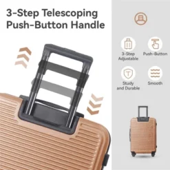 FURNIinspire Bag And Luggage Sets 3 Piece Travel Hard Shell Luggage, Lightweight Rolling Suitcases With Wheels, Brown, 20.67"*11.61"*29.92" -Home Decor GUEST aedc0c96 fdf2 48de be71 8aba8b17b945