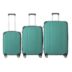 FURNIinspire Bag And Luggage Sets 3 Piece Rolling Luggage, Hard Shell Travel Suitcases Set With Wheels Telescopic Handle, Green, 21.06"*11.42"*30.12" -Home Decor GUEST af34105e 7fdf 4312 899f ca369567c1c7