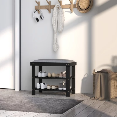 FURNIinspire Shoe Racks Shoe Storage Shelf Living Room Free Standing Shoe Organizer With Seat For Entryway Hallway, Black, 11.4"*23.6"*19.3" 1 FURNIinspire Shoe Racks Shoe Storage Shelf Living Room Free Standing Shoe Organizer With Seat For Entryway Hallway, Black, 11.4"*23.6"*19.3"
