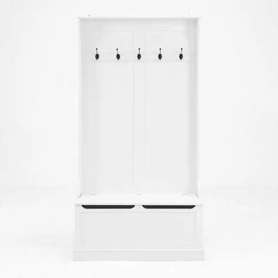 FURNIinspire Hall Trees Standing Clothes Rack Coat Rack Entryway Bench With Shoe Storage, 5 Hooks, Entryway Organizer, White, 13.4"*37.8"*70.9" 4 FURNIinspire Hall Trees Standing Clothes Rack Coat Rack Entryway Bench With Shoe Storage, 5 Hooks, Entryway Organizer, White, 13.4"*37.8"*70.9" - Image 4